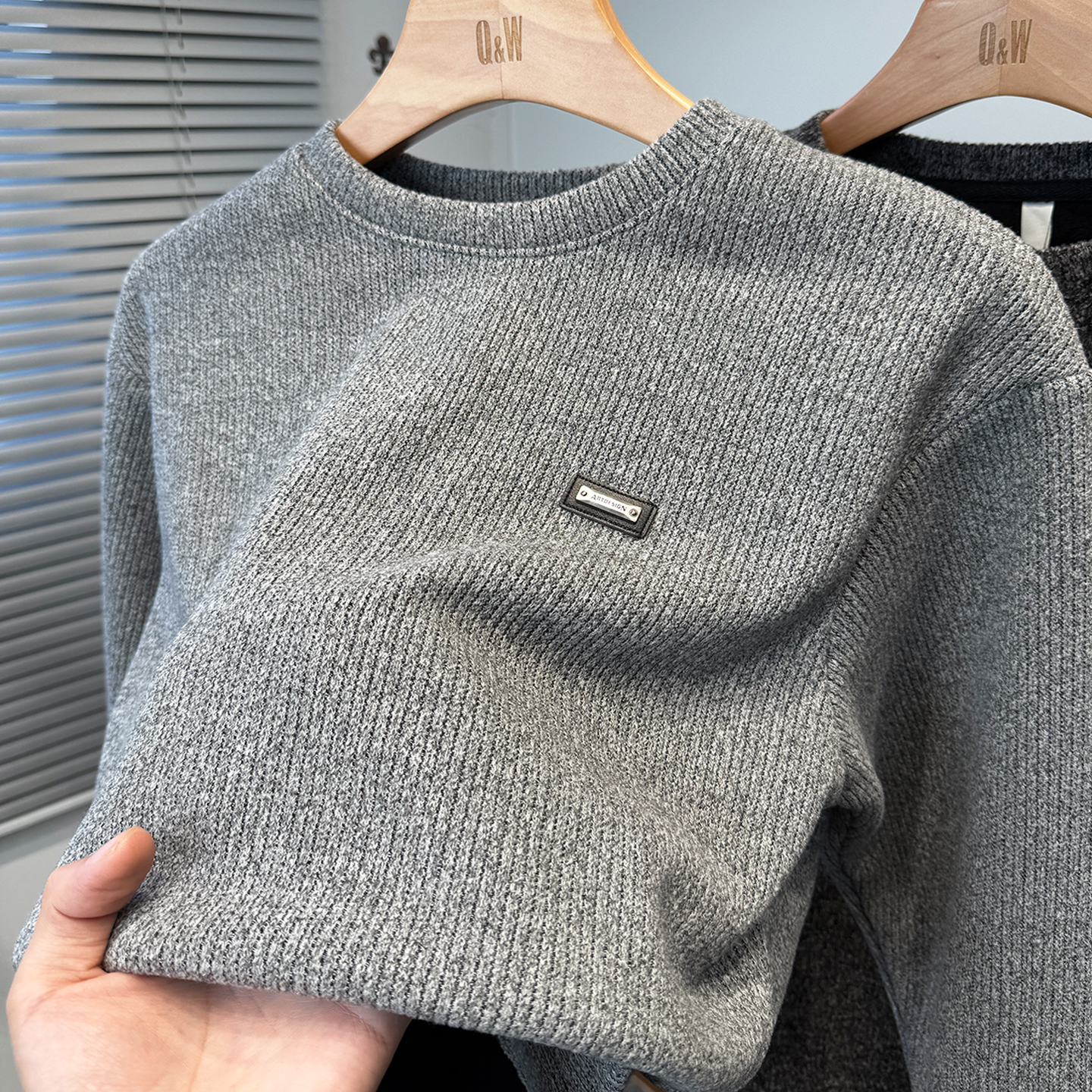 花线针织圆领卫衣男2025新款