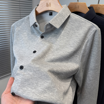 纯色衬衫男长袖商务休闲