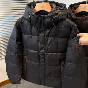 新国标90绒连帽羽绒服男款冬季加厚中年休闲外套潮流面包服男短款