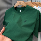 纯色百搭打底衫 品牌保罗刺绣纯棉t恤男短袖 宽松夏装 男圆领上衣服