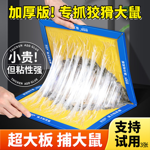 老鼠粘老鼠贴粘鼠板强力胶粘大老鼠加大加厚超强家用鼠笼夹捕鼠器