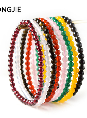 宏杰4mm极细水晶手链女男