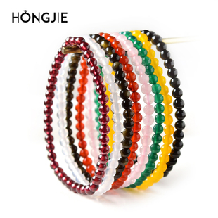 东海水晶手链女玛瑙翡翠玉石玉髓散珠子草莓晶紫水晶蜜蜡朱砂手串