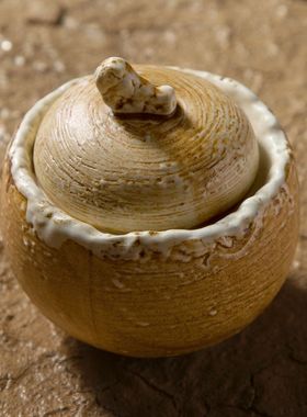 DXC艺术陶瓷餐具粗扩厚重的异形窑变陶瓷炖盅 家用餐厅单人小炖盅