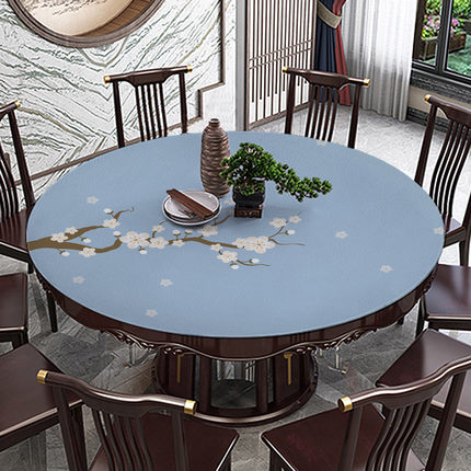 新中式皮革圆桌桌布防水防油免洗硅胶桌垫防烫台布桌面圆形餐桌垫