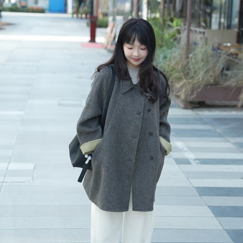 减龄单排扣中长款韩版双面双色