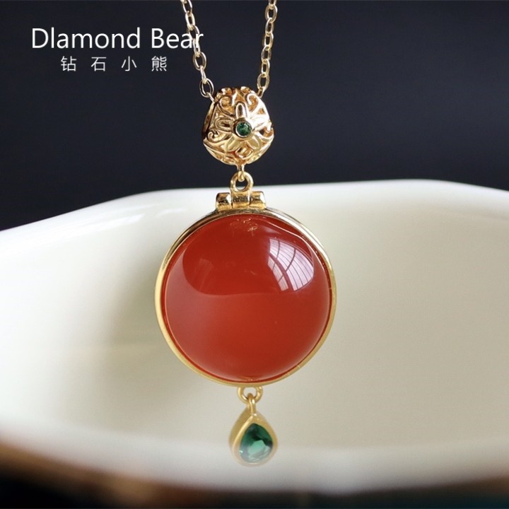 Sophisticated models Nanhong agate circular Egg noodles Pendant Bluing Sachet Open Storage Necklacein the Accessories/Fashion Jewelry, Pendant/Pendant  category - from Buy2taobao.com to provide professional Taobao agent buy service