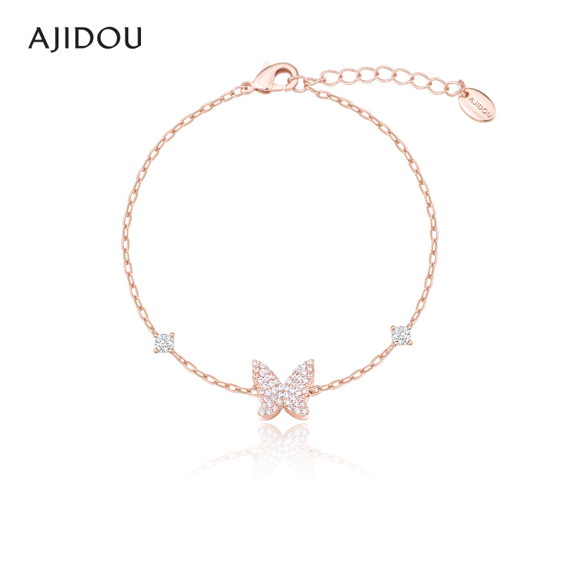 阿吉豆手链女款金色蝴蝶锆石手串
