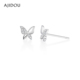 AJIDOU阿吉豆女耳饰银色蝴蝶百搭通勤镶钻耳环设计感气质优雅耳钉