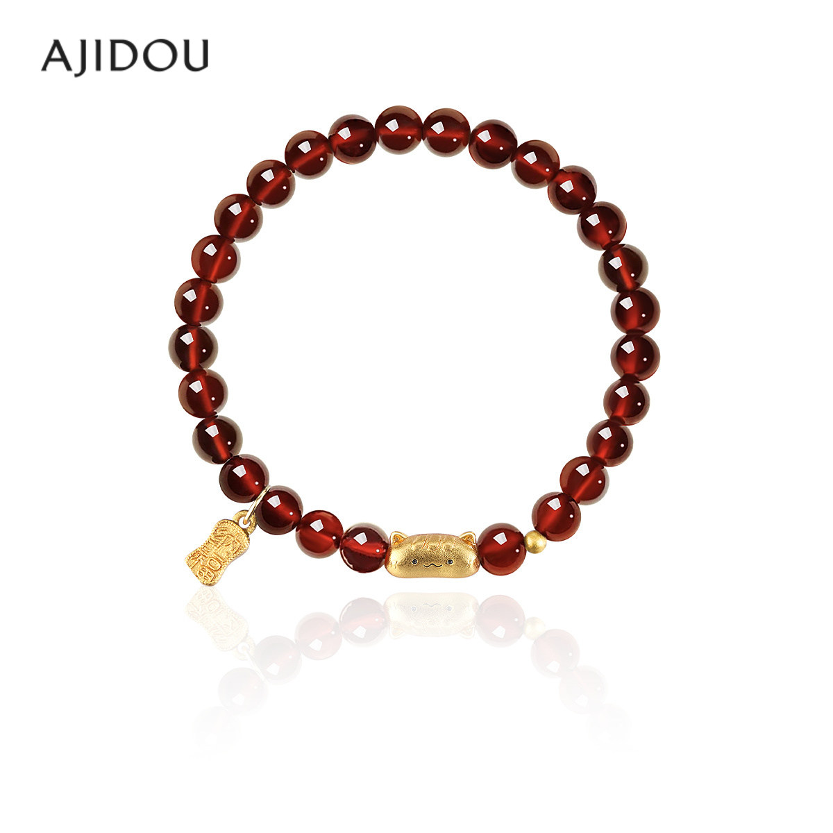 AJIDOU阿吉豆手链法棍猫石榴石手串女款国风串珠2026新年礼物饰品