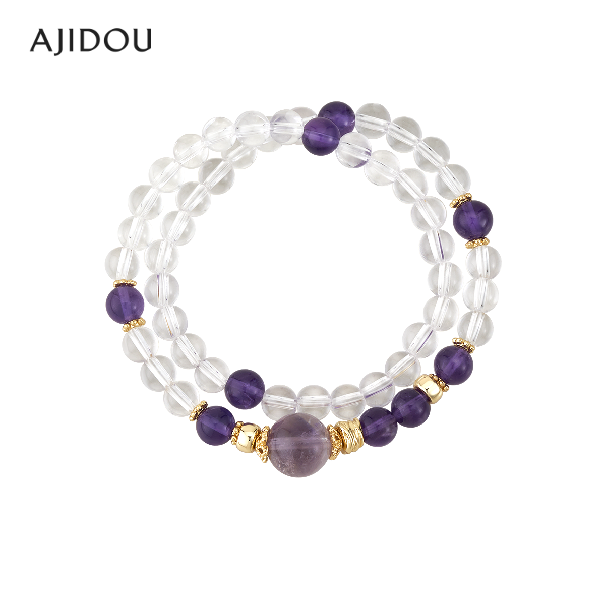 阿吉豆手饰女紫水晶透明叠戴手链