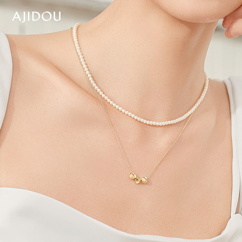 AJIDOU阿吉豆项链双层叠戴珍珠