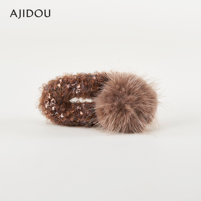 阿吉豆发夹水貂毛鸭嘴夹女新款