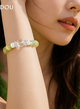 阿吉豆手链女水晶葡萄石串珠手饰