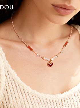 AJIDOU阿吉豆项链爱心女珍珠首饰