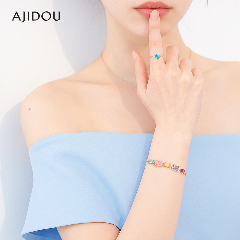 AJIDOU阿吉豆手链女款彩色多巴胺手串手饰送女友礼物精致小众手环