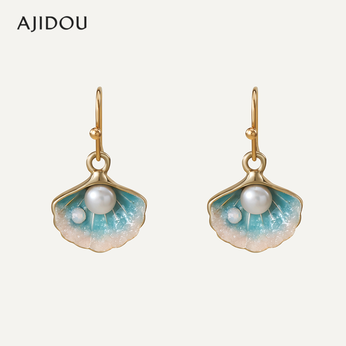 AJIDOU阿吉豆优雅淡水珍珠耳钉贝壳珍珠耳饰时尚气质耳坠高级耳钉,饰品/流行首饰/时尚饰品新,耳环,淘宝优惠券,粉丝福利购,淘宝优惠卷