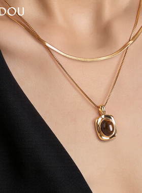 阿吉豆项链女款美拉德吊坠蛇骨链