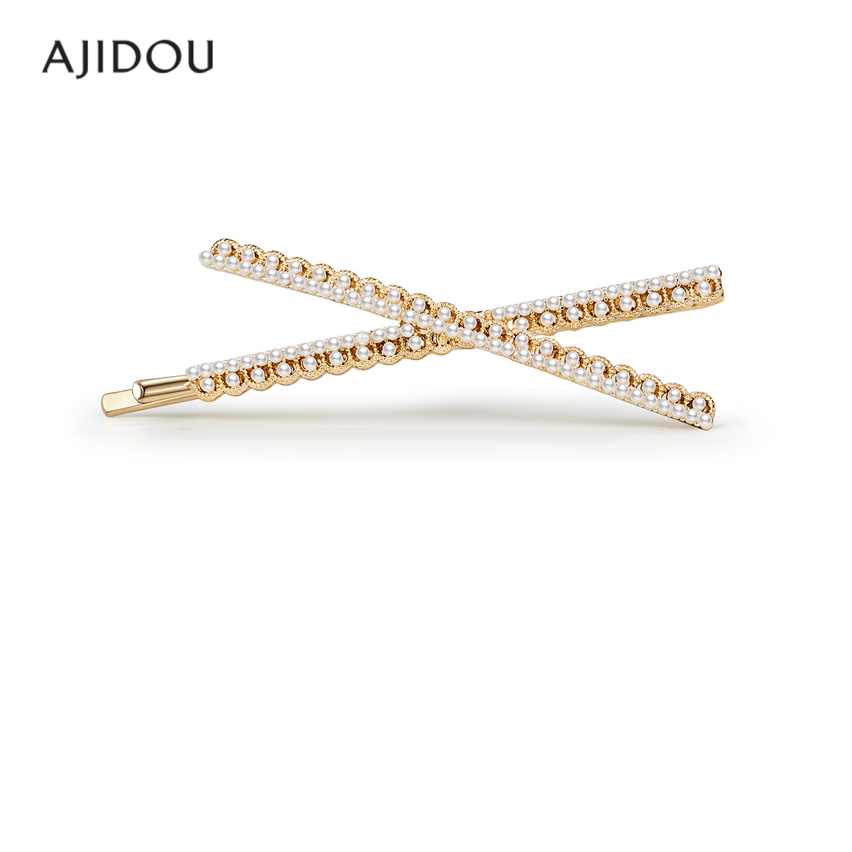 阿吉豆发饰精致交叉金属一字发夹