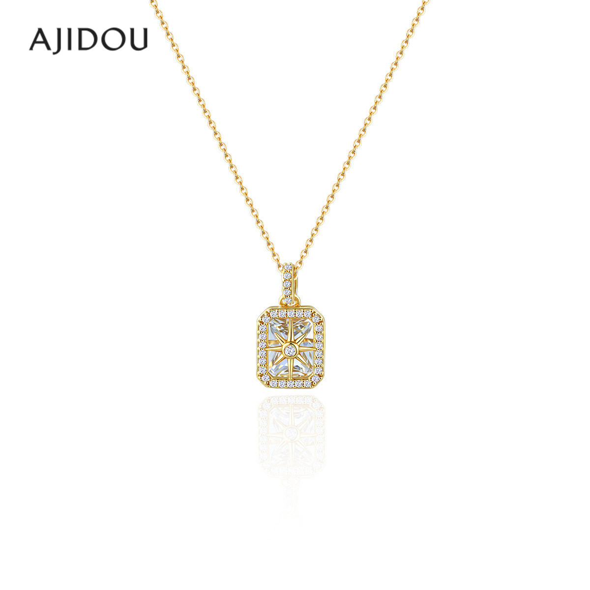 AJIDOU阿吉豆八芒星项链时尚项坠饰品女气质锁骨链毛衣链方牌吊坠,饰品/流行首饰/时尚饰品新,项链,淘宝优惠券,粉丝福利购,淘宝优惠卷
