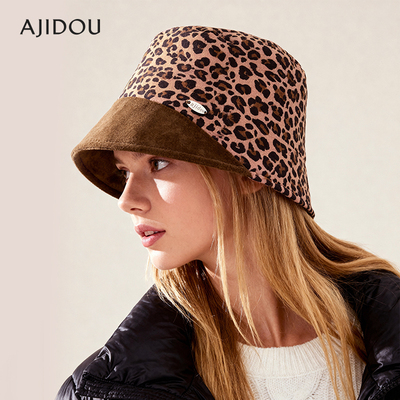 AJIDOU阿吉豆渔夫帽棕色豹纹帽子