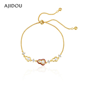 AJIDOU阿吉豆手链女款 红色葫芦手链人造珍珠新中式 本命年福禄首饰