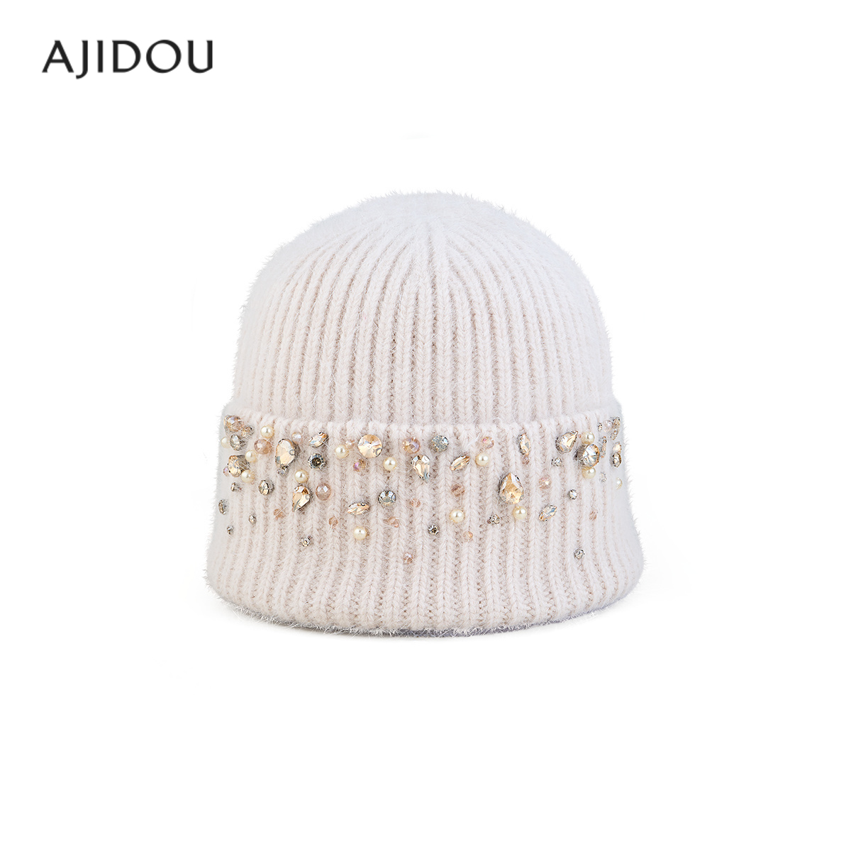 AJIDOU阿吉豆帽子女款米色毛线帽
