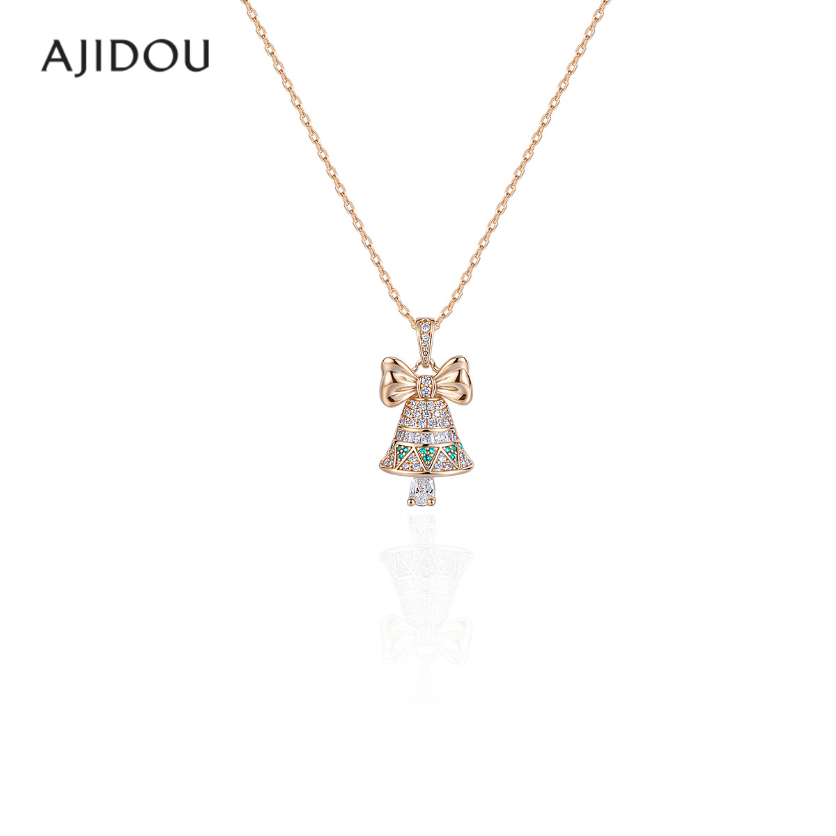 阿吉豆女圣诞铃铛项链设计锁骨链