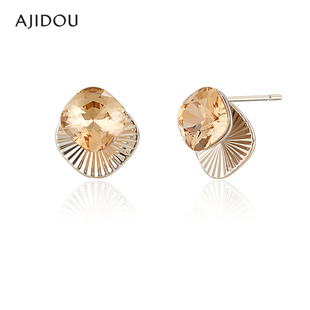 AJIDOU阿吉豆耳饰女复古小众设计耳钉不规则耳坠扇形耳环几何耳圈