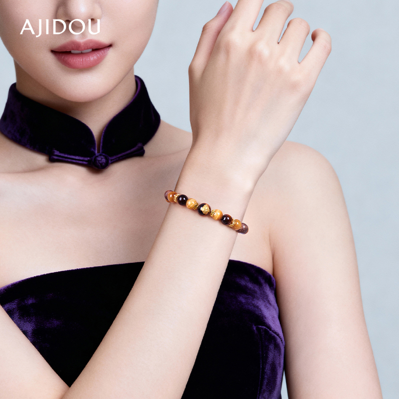 阿吉豆手链女款木变石木质手串珠