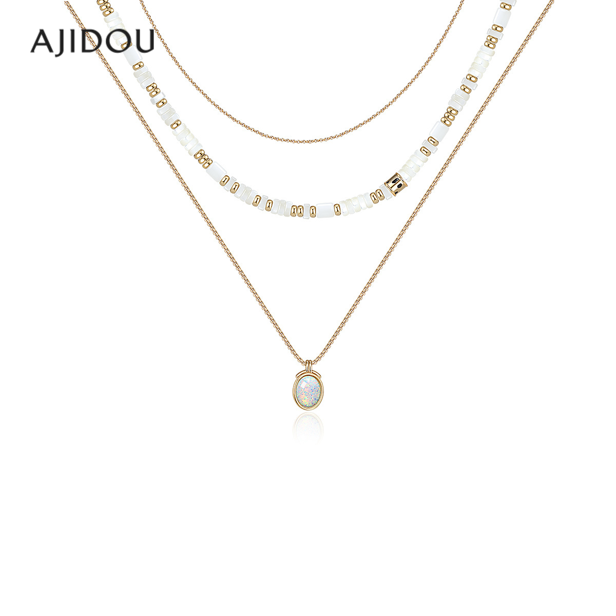 AJIDOU阿吉豆项链女贝壳欧泊吊坠