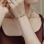 AJIDOU阿吉豆女手饰庄园旋律系列闪耀手链彩色锆石手串多巴胺手环