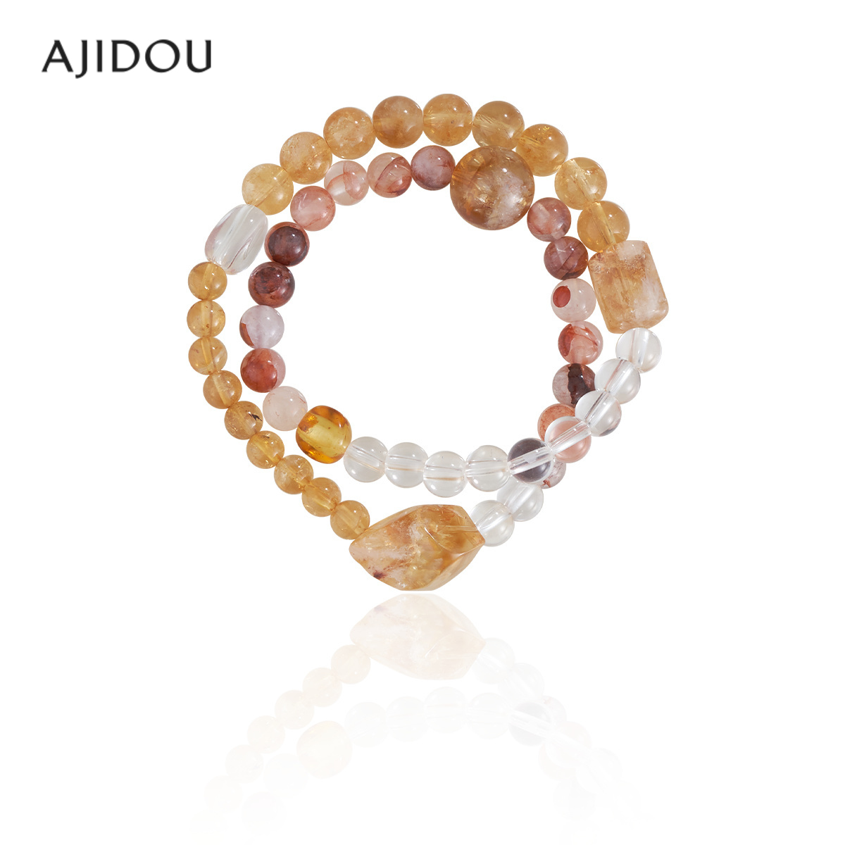 阿吉豆女手链黄水晶串珠国风手串