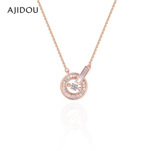 阿吉豆项链女双环圆环吊坠锁骨链