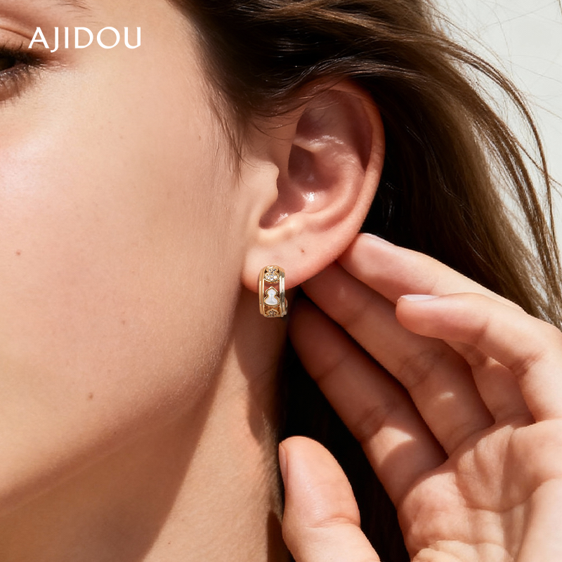 AJIDOU阿吉豆耳饰女金色葫芦耳钉