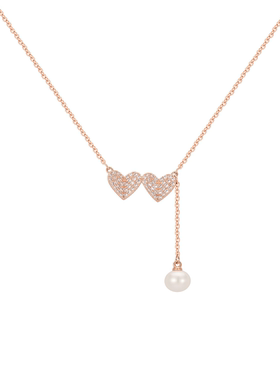 AJIDOU阿吉豆项链女时尚淡水珍珠款浪漫爱心优雅锁骨链颈链