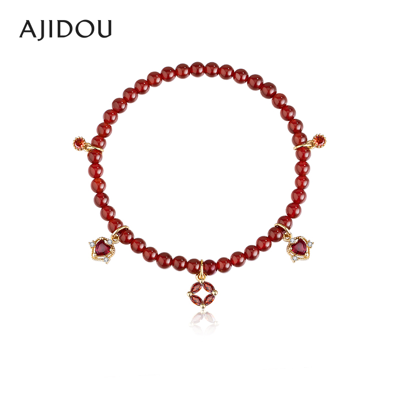 阿吉豆手链女财源滚滚叠戴玛瑙链