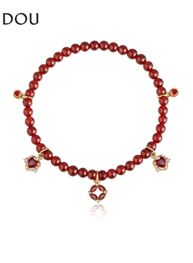 阿吉豆手链女财源滚滚叠戴玛瑙链