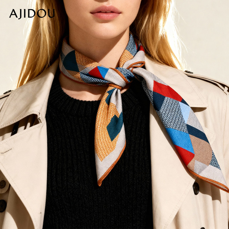 AJIDOU阿吉豆围巾女款纯羊毛三角巾高级感保暖防风围脖印花方巾,服饰配件/皮带/帽子/围巾,围巾/丝巾/披肩,淘宝优惠券,粉丝福利购,淘宝优惠卷