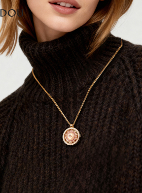 AJIDOU阿吉豆项链女金色罗盘吊坠
