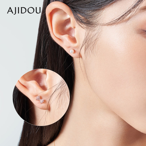 阿吉豆流行仙女风蝴蝶结珍珠耳环