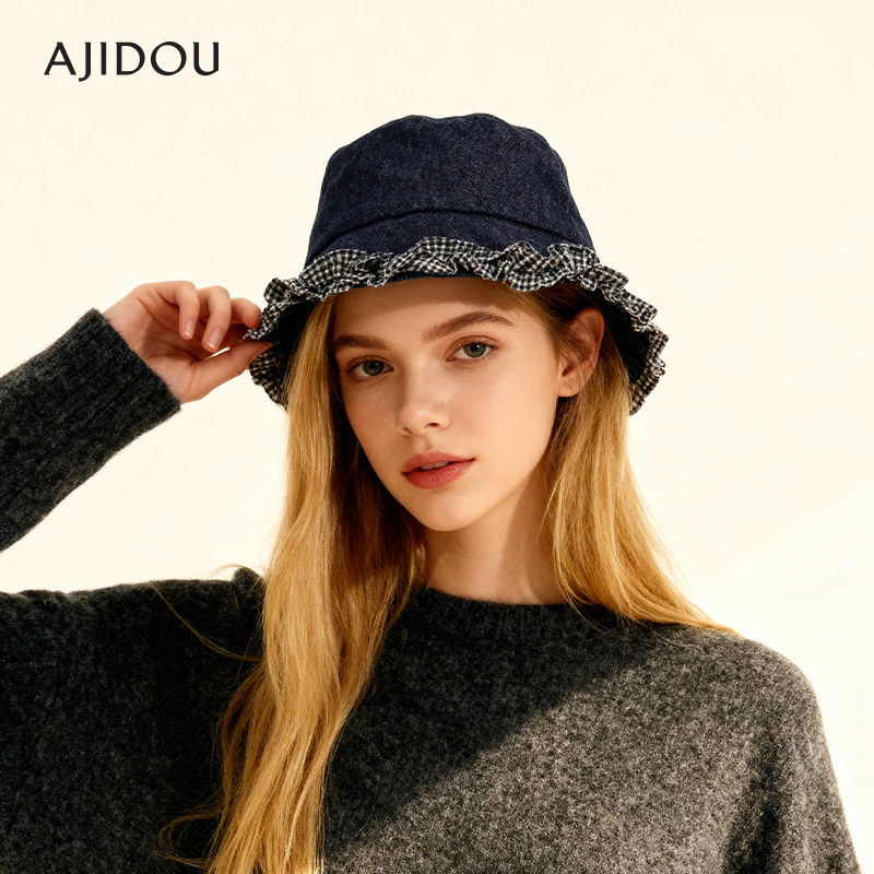 AJIDOU阿吉豆渔夫帽女款蓝色帽子
