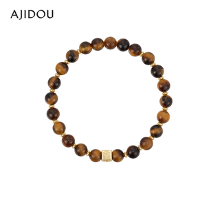AJIDOU阿吉豆手链时尚 虎眼石国风潮流串珠手链配饰 女款
