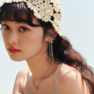 复古潮流高级野趣花园系列轻奢合金锆石耳坠 AJIDOU阿吉豆耳钉女款