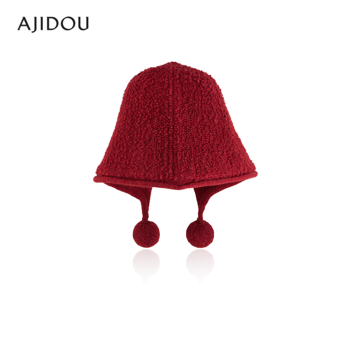 AJIDOU阿吉豆帽子缤纷岁末系列新年圣诞红色羊毛绒亲肤毛线保暖帽,服饰配件/皮带/帽子/围巾,帽子,淘宝优惠券,粉丝福利购,淘宝优惠卷