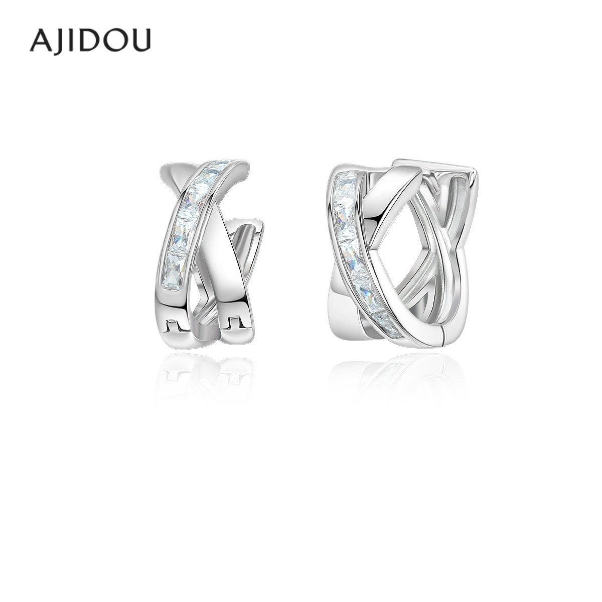 AJIDOU阿吉豆耳环女交叉耳夹耳扣