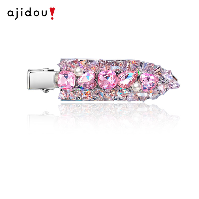 AJIDOU阿吉豆发夹女碎冰冰侧边夹时尚水晶鸭嘴夹碎发夹刘海夹发饰