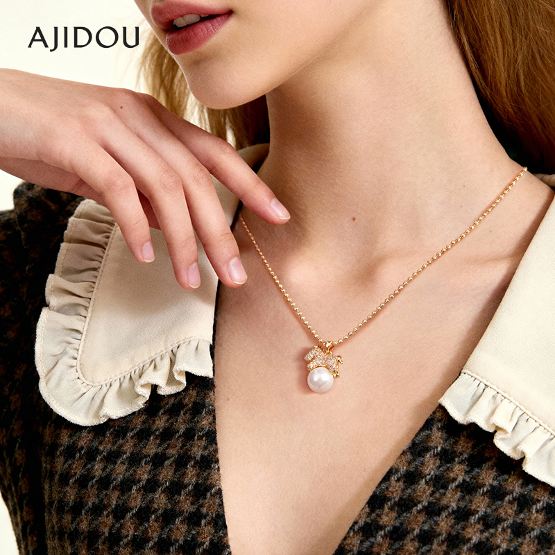 阿吉豆项链女生肖马上有钱锁骨链