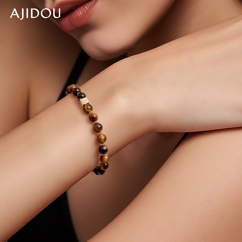 阿吉豆手链女虎眼石国风潮流串珠