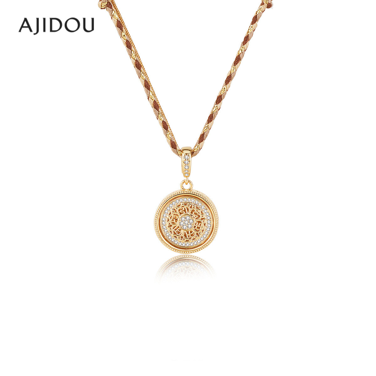 AJIDOU阿吉豆项链女金色八宝罗盘